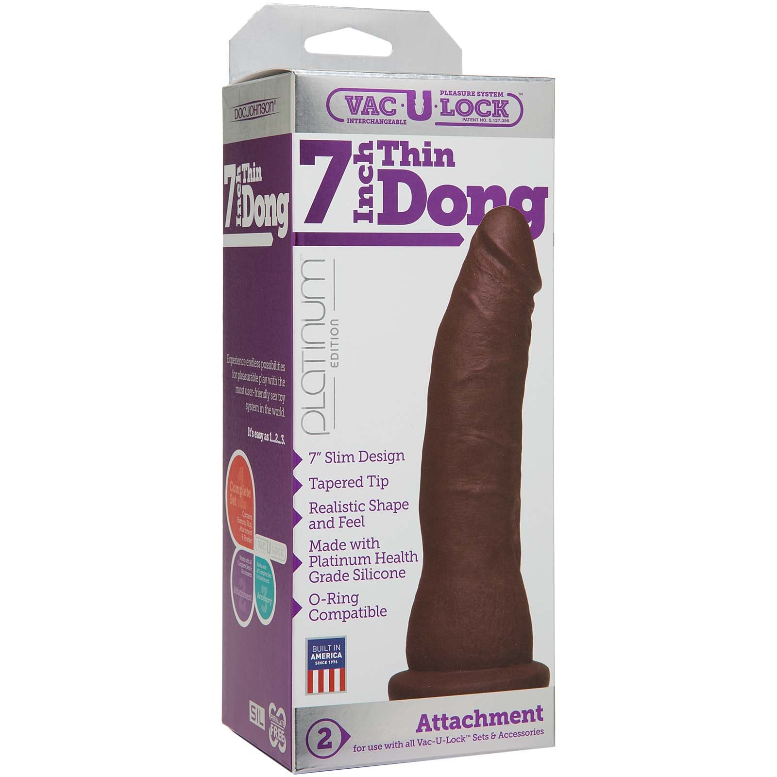 Vac-U-Lock Platinum Edition 7 Inch Thin Dong – Black - Godfather Adult Sex and Pleasure Toys