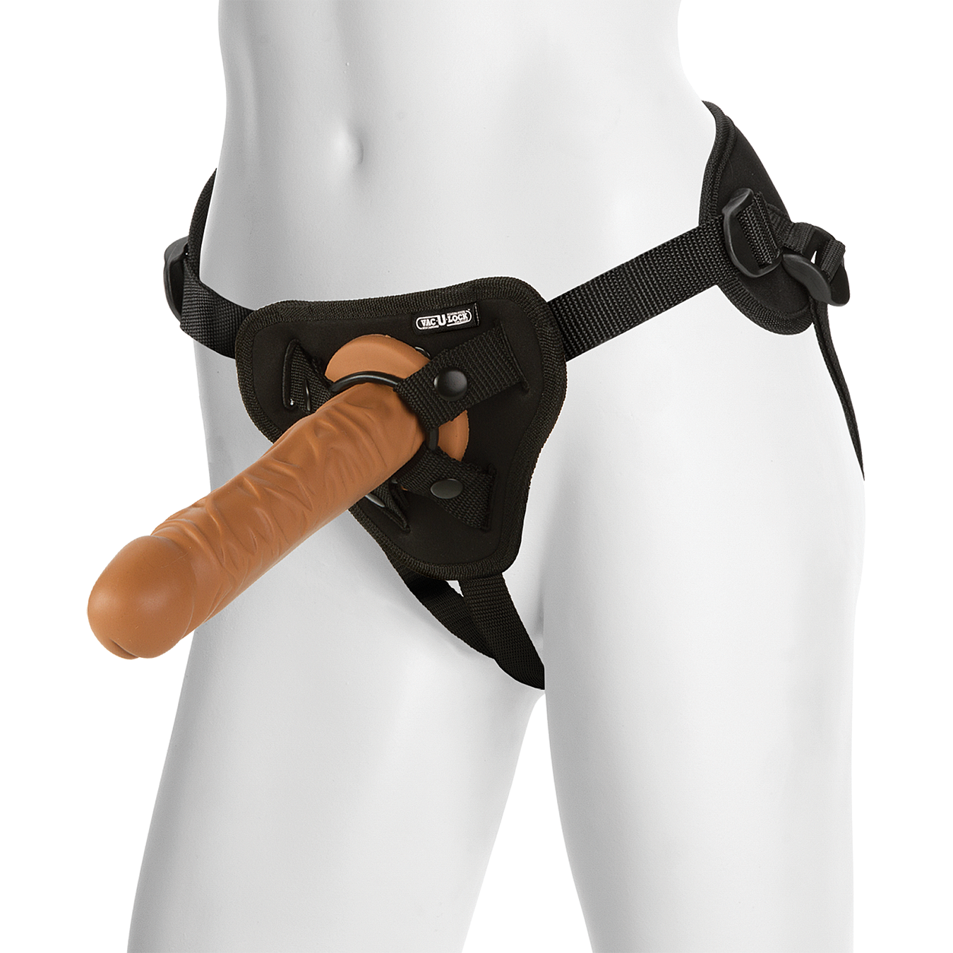 Vac-U-Lock Platinum Edition - The Classic 8" with Supreme Harness - Brown