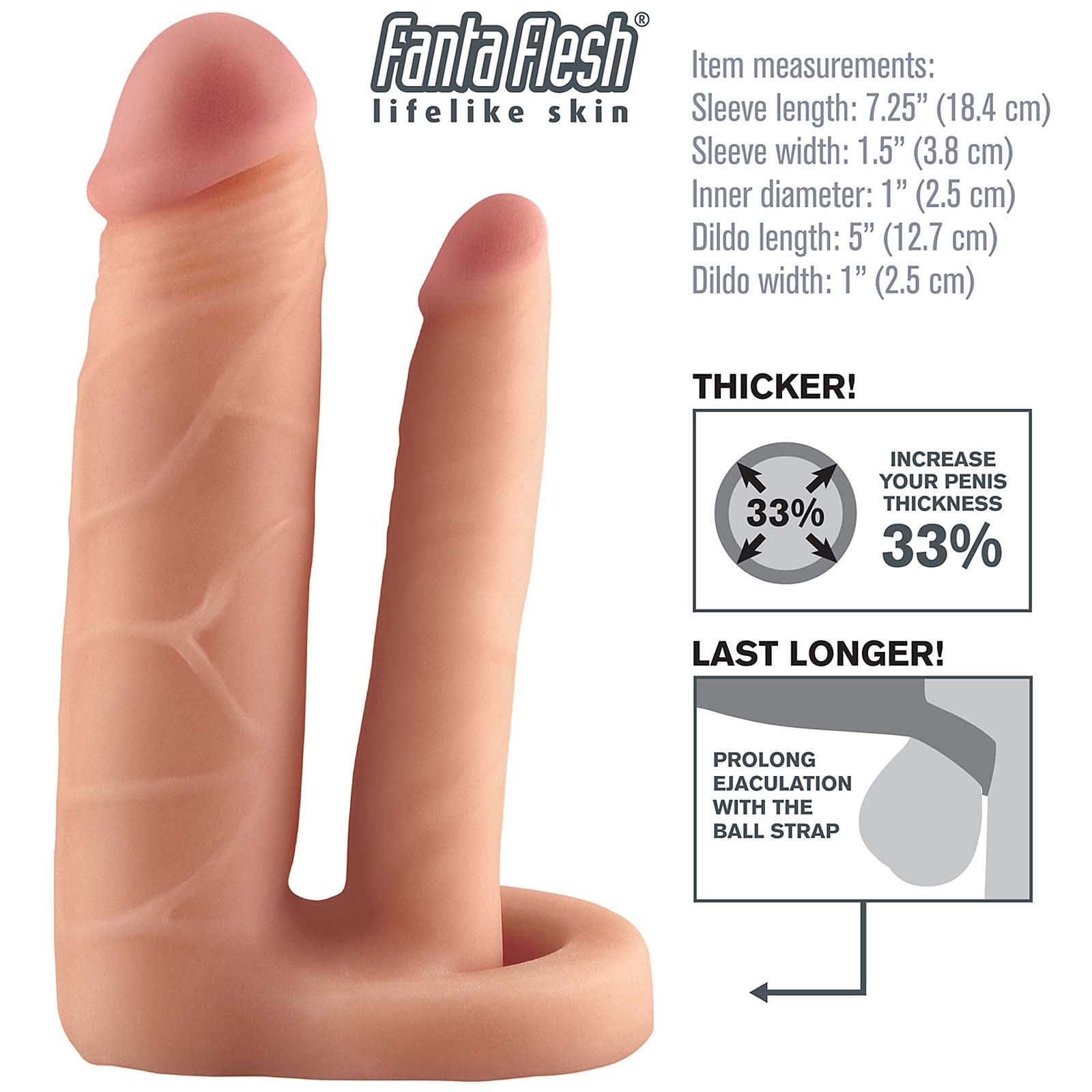 Fantasy X-tensions Double Trouble Extension-Flesh - Godfather Adult Sex and Pleasure Toys