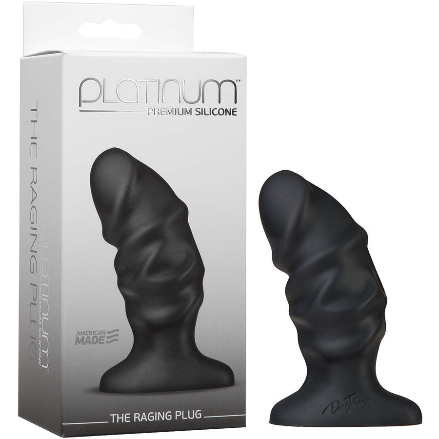 Platinum Premium Silicone - The Raging Plug - Black - Godfather Adult Sex and Pleasure Toys