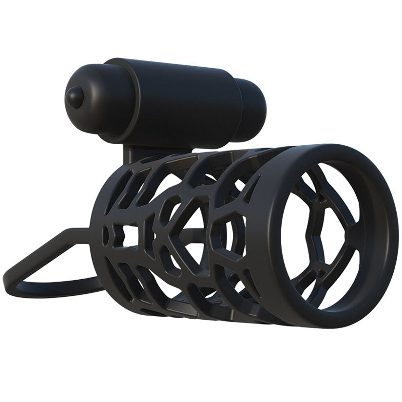 Fantasy C-Ringz Thick Dick Silicone Vibrating Cage - Black - Godfather Adult Sex and Pleasure Toys