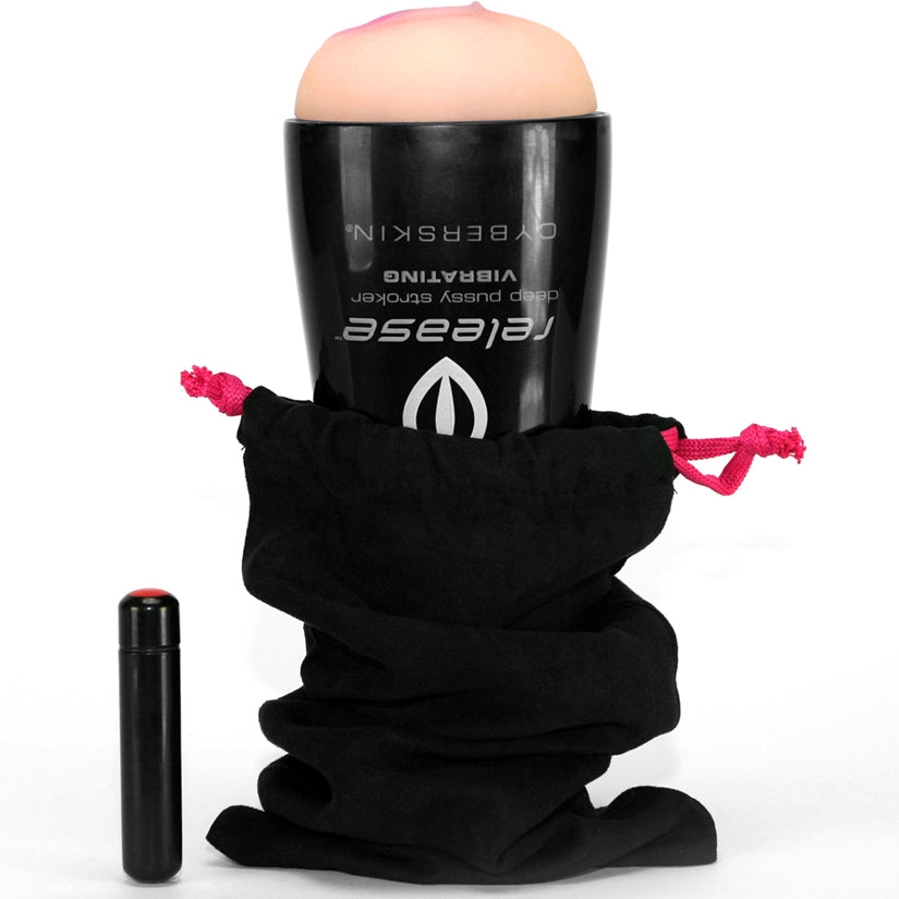 CyberSkin Vibrating Deep Pussy Stroker Flesh - Godfather Adult Sex and Pleasure Toys