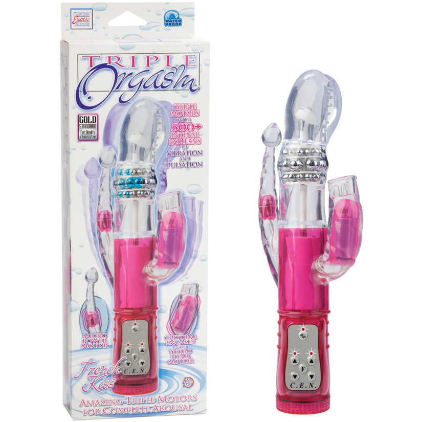 Triple Orgasm French Kiss - Pink - Godfather Adult Sex and Pleasure Toys