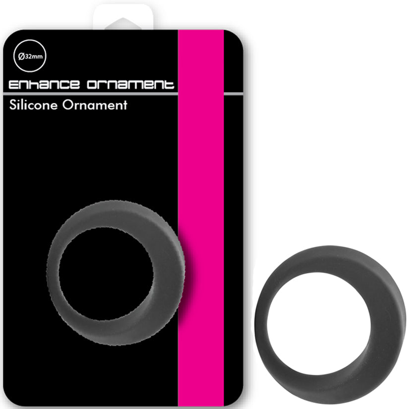 Penis Enhance Ornament Silicone Cock Ring - 32mm Grey