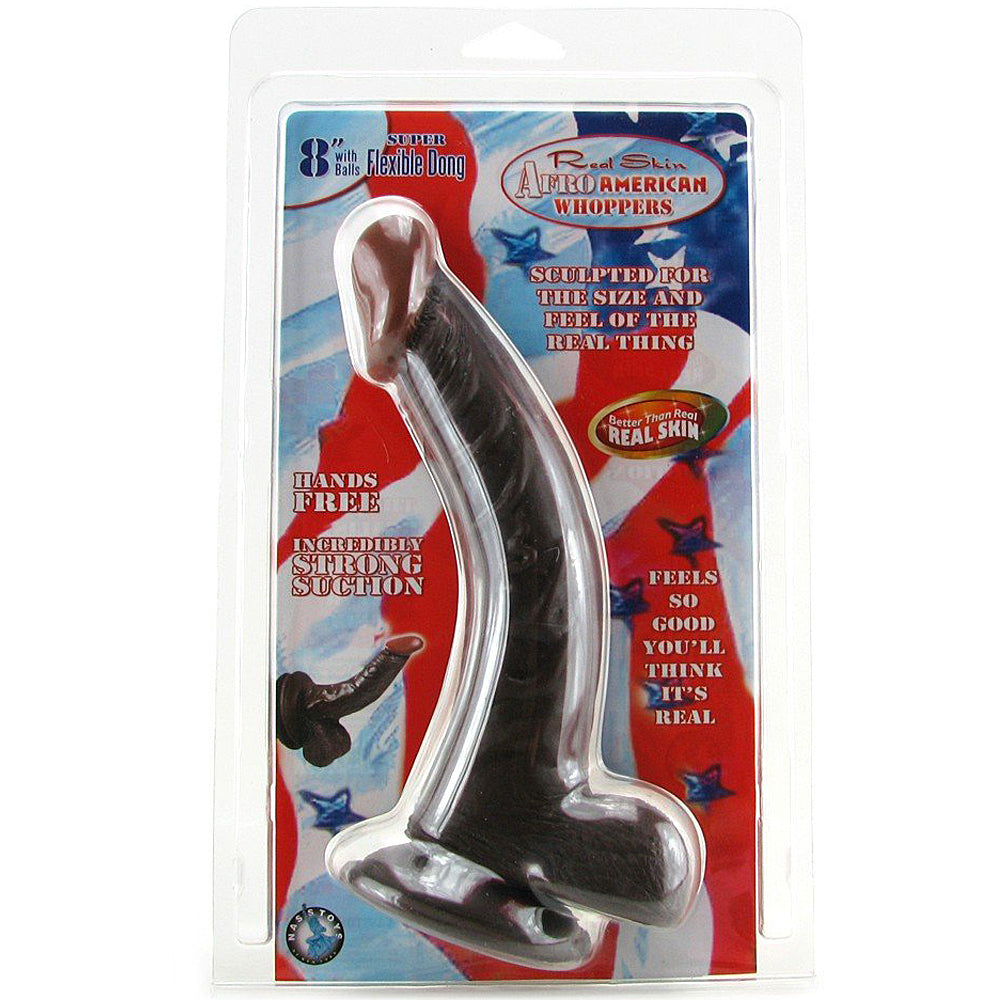 Afro American Whoppers Flexible Dong - 8" Brown