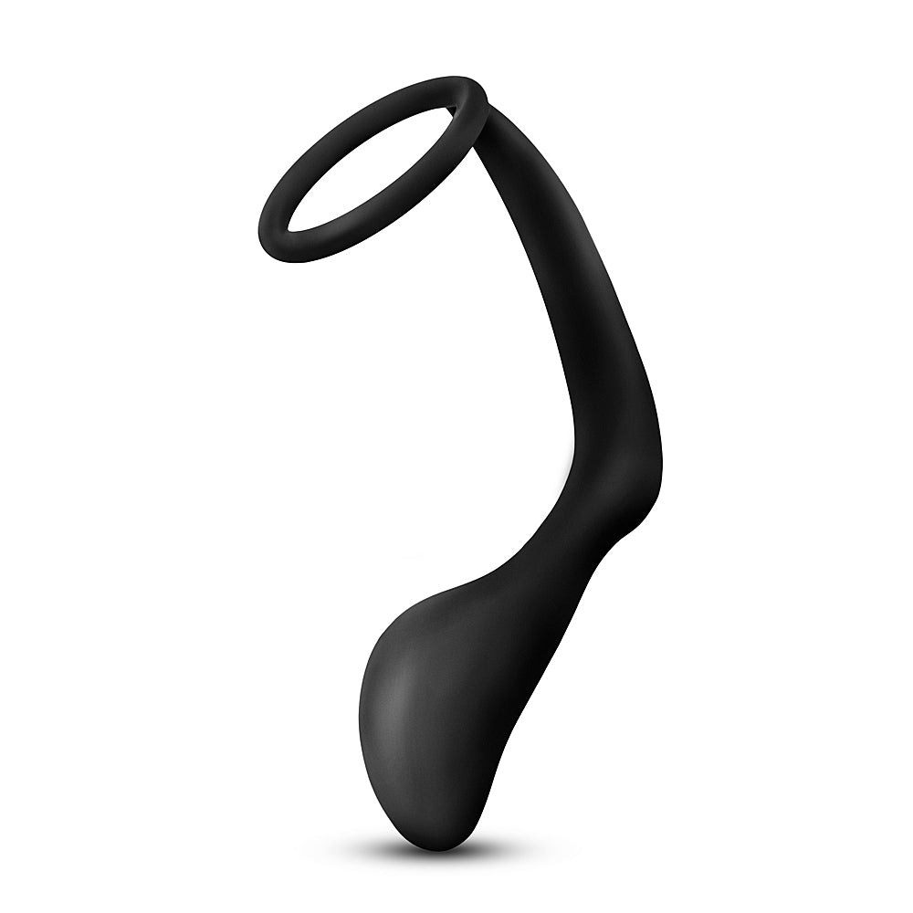 Anal Adventures Platinum Cock Ring Plug - Black