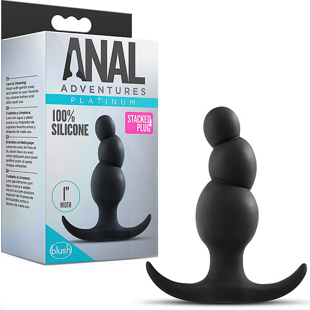 Anal Adventures Platinum Stacked Plug - Black