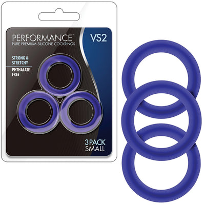 Performance VS2 Pure Premium Silicone Cock Rings - Small Indigo