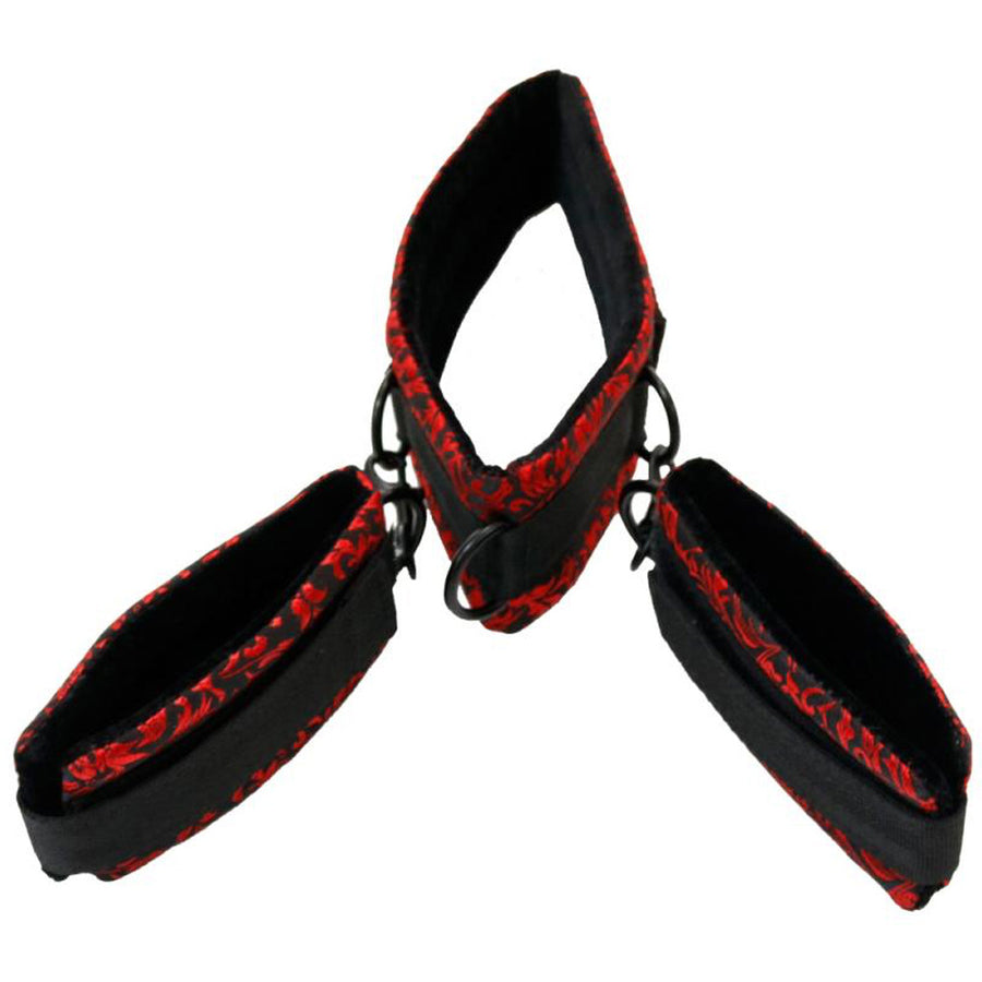 Collar & Wrist Restraints Set - Black/Red