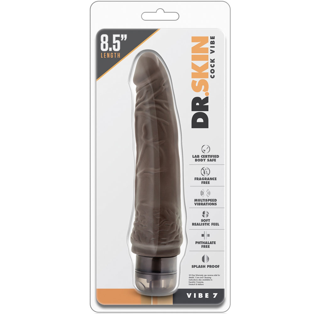 Blush Novelties - Dr. Skin Cock Vibe 7 - 8.5" Chocolate