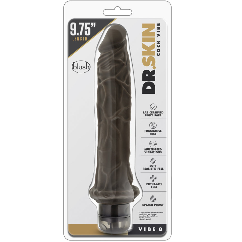 Blush Novelties - Dr. Skin Cock Vibe 8 - 9.75 Chocolate