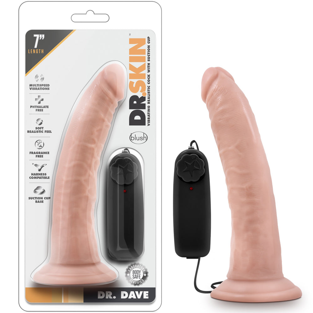 Blush Novelties - Dr. Skin Dr. Dave Vibrating Cock with Suction Cup - 7" Vanilla