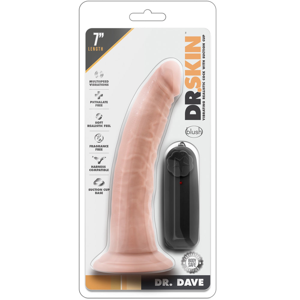 Blush Novelties - Dr. Skin Dr. Dave Vibrating Cock with Suction Cup - 7" Vanilla