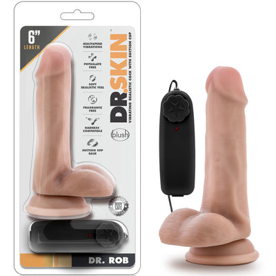 Blush Novelties - Dr. Skin Dr. Rob Vibrating Cock with Suction Cup - 6" Vanilla