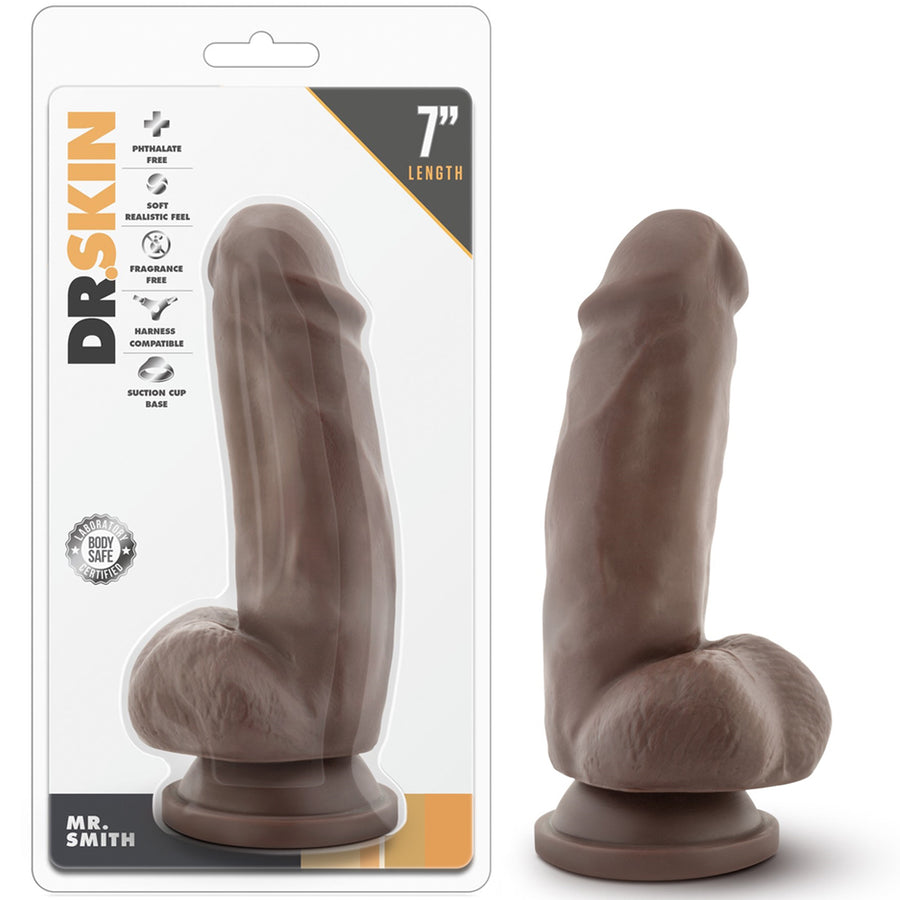 Blush Novelties - Dr. Skin Mr. Smith Dildo with Suction Cup - 7" Chocolate