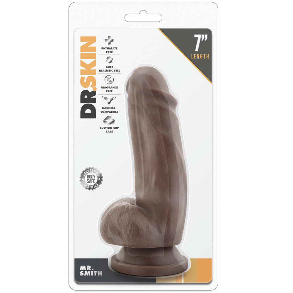 Blush Novelties - Dr. Skin Mr. Smith Dildo with Suction Cup - 7" Chocolate