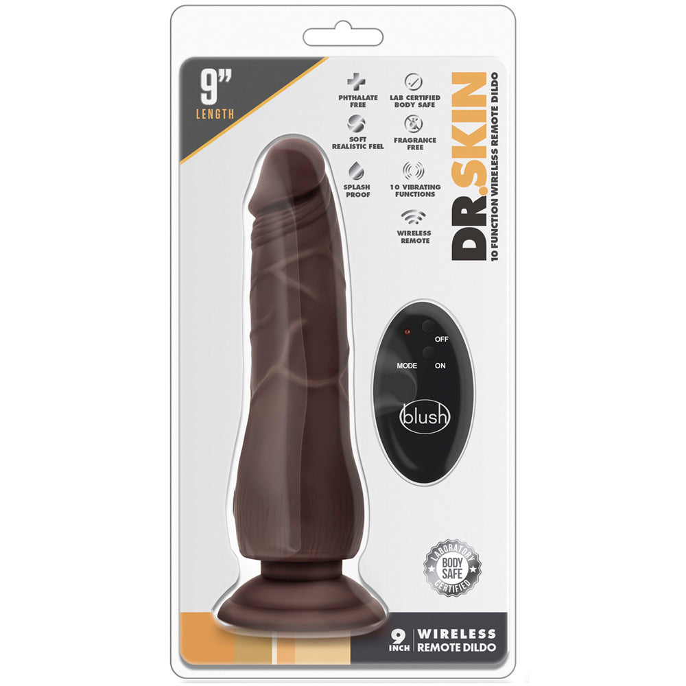 Blush Novelties - Dr. Skin Wireless Remote Cock - 9" Chocolate