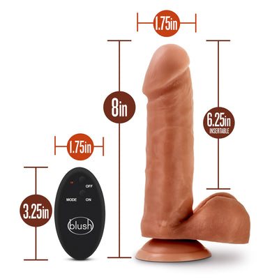 Blush Novelties - Dr. Skin 10 Function Wireless Remote Dildo - 8" Mocha