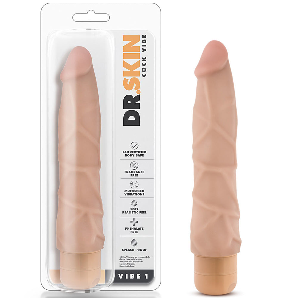 Blush Novelties - Dr. Skin Cock Vibe 1 Vibrating Cock - 9" Beige