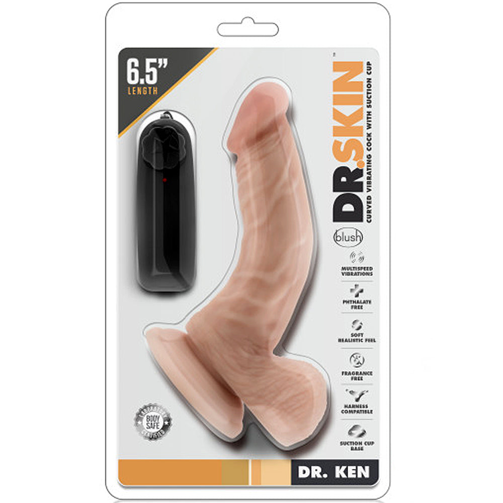 Blush Novelties - Dr. Skin Vibrating Cock w Suction Cup-6.5" Vanilla