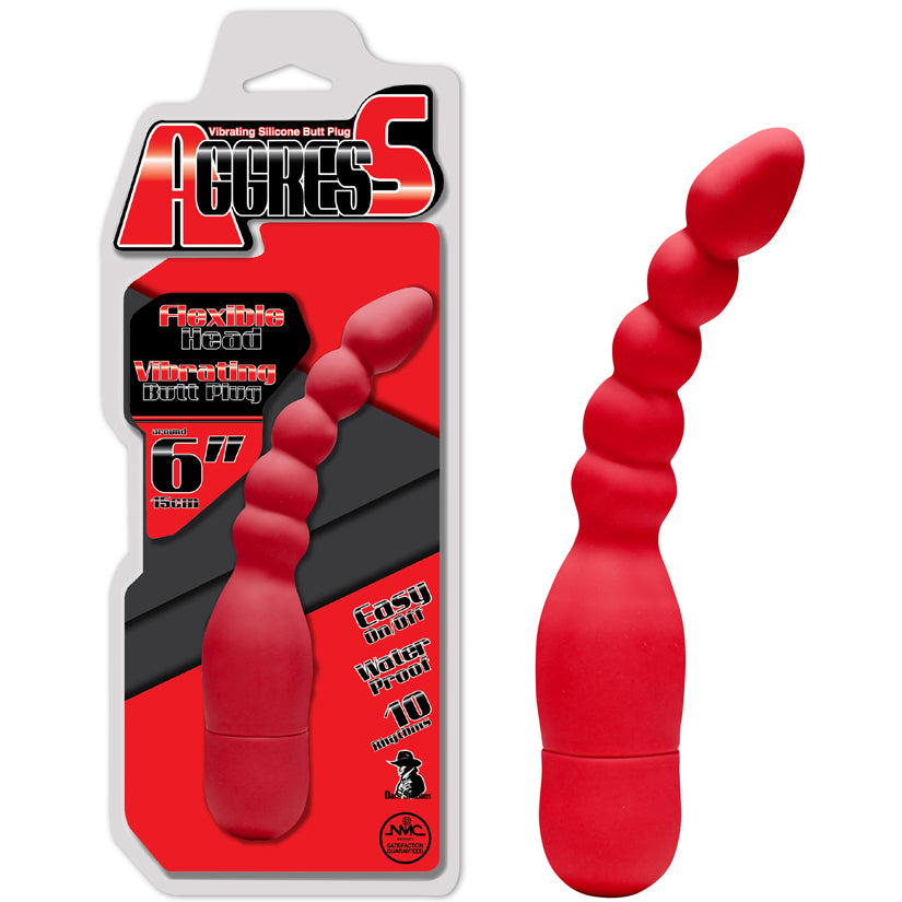 Aggress Vibrating Silicone Butt Plug-Red - Godfather Adult Sex and Pleasure Toys