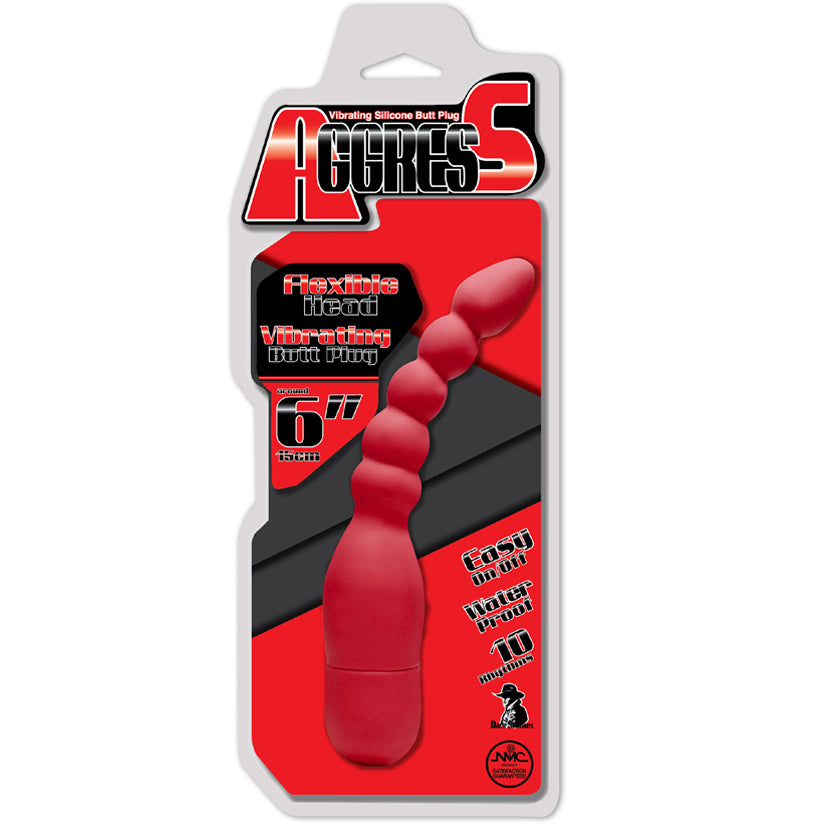 Aggress Vibrating Silicone Butt Plug-Red - Godfather Adult Sex and Pleasure Toys