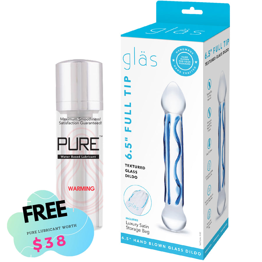 Glas - Full Tip Textured Glass Dildo 6.5"