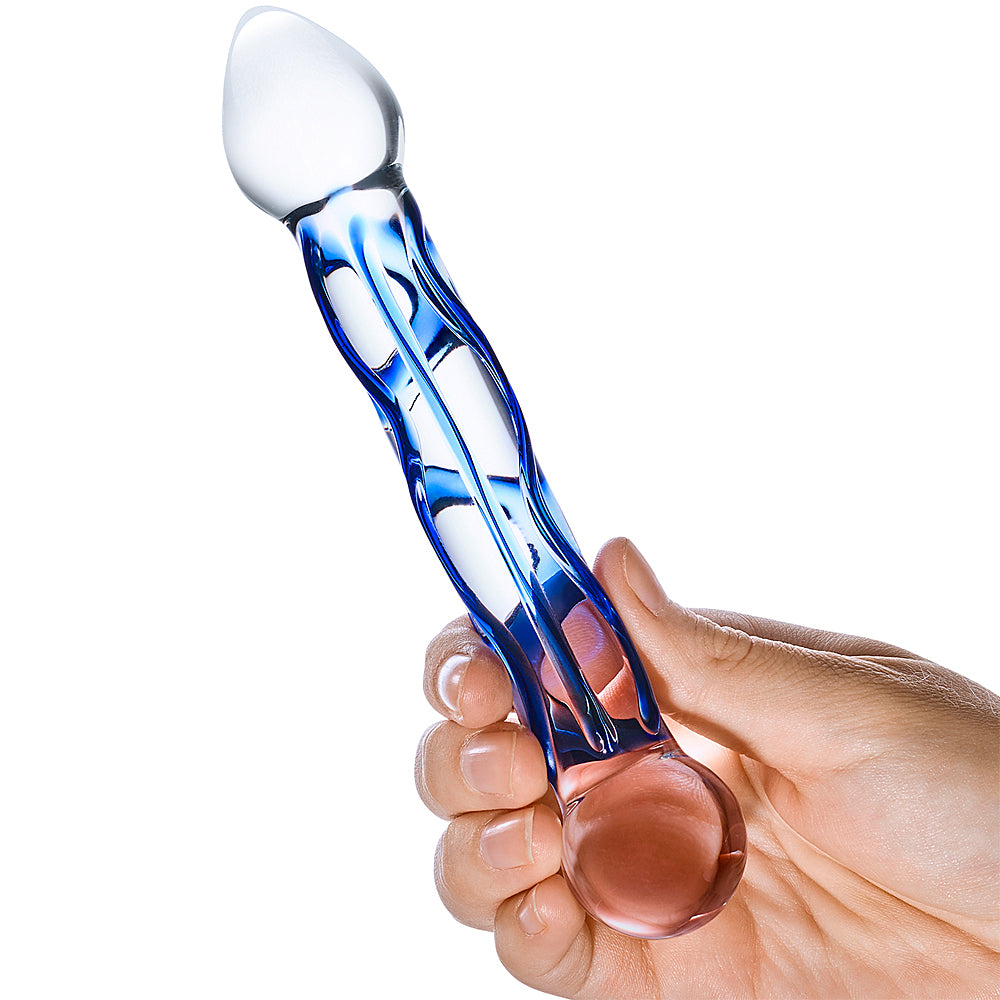 Glas - Full Tip Textured Glass Dildo 6.5"