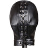 PU Leather Hood Mask with Eyes, Mouth and Nose Holes - Black