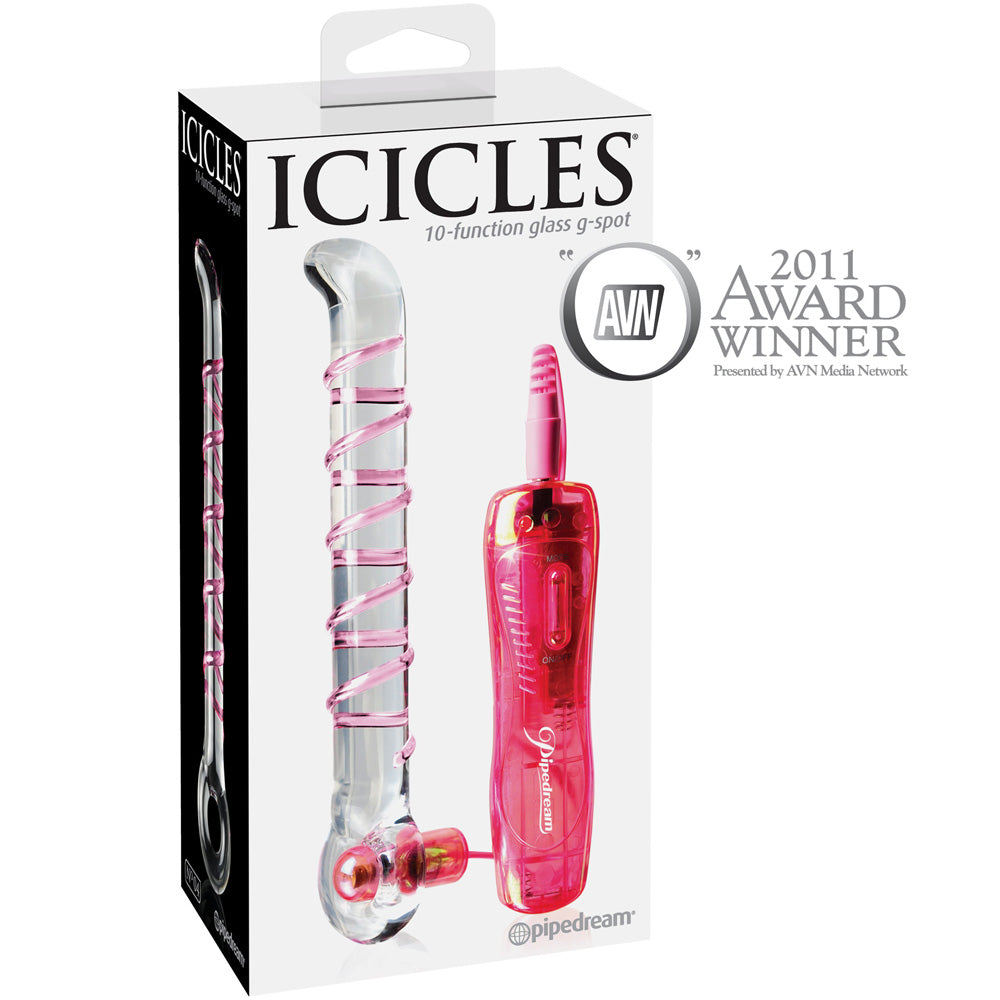 Pipedream - Icicles No.4 - 10 Function Vibrating Glass G-Spot - Pink 7"