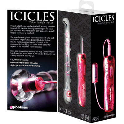 Pipedream - Icicles No.4 - 10 Function Vibrating Glass G-Spot - Pink 7"