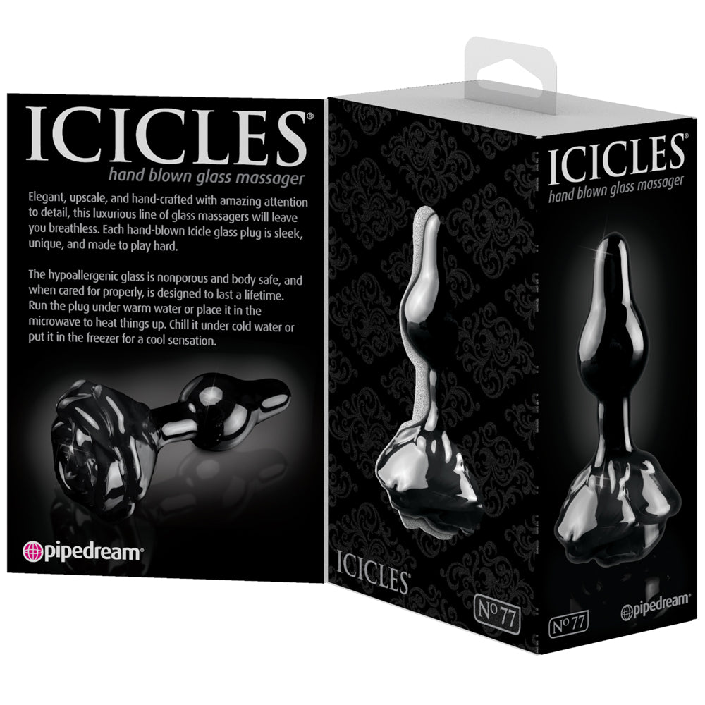 Pipedream - Icicles No.77 Rose Shaped Plug - Black