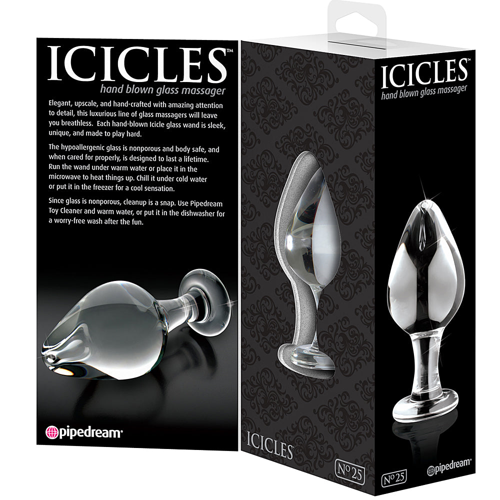 Pipedream - Icicles No.25-Glass Plug - Clear 3.5"