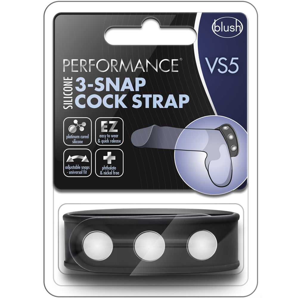 Performance VS5 Silicone 3-Snap Cock Strap - Black