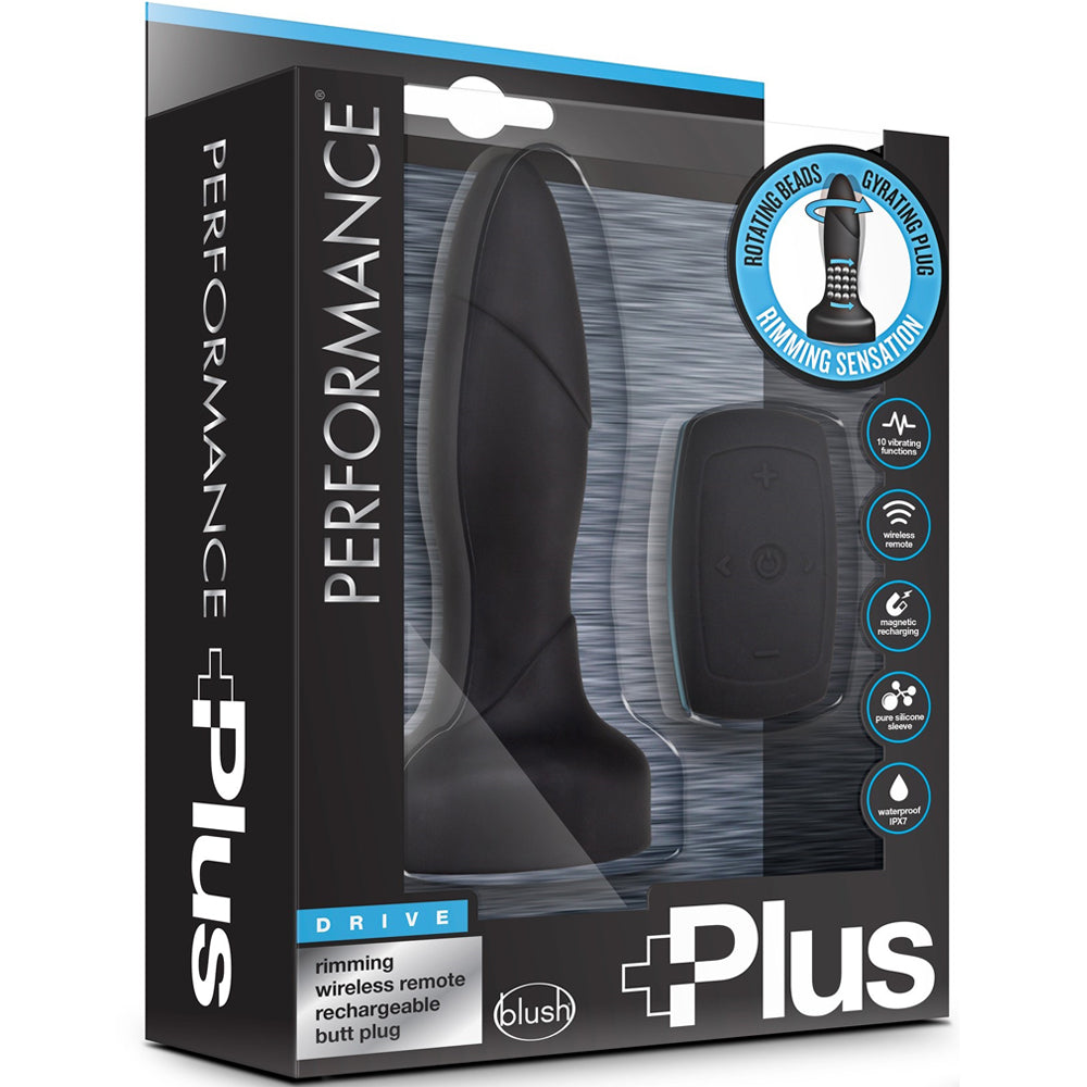 Performance Plus Drive Rimming Wireless Remote Control Rechargeable Butt Plug - Black