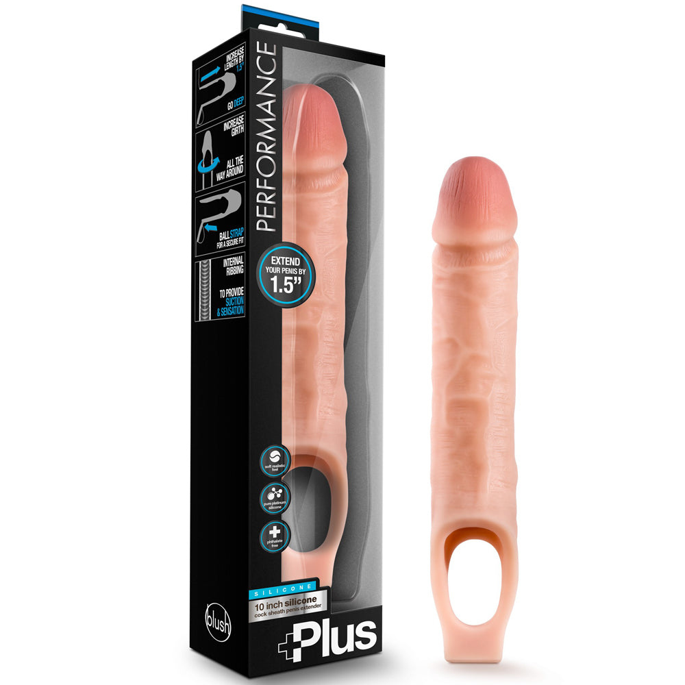 Performance Plus Silicone Cock Sheath Penis Extender - 10" Vanilla