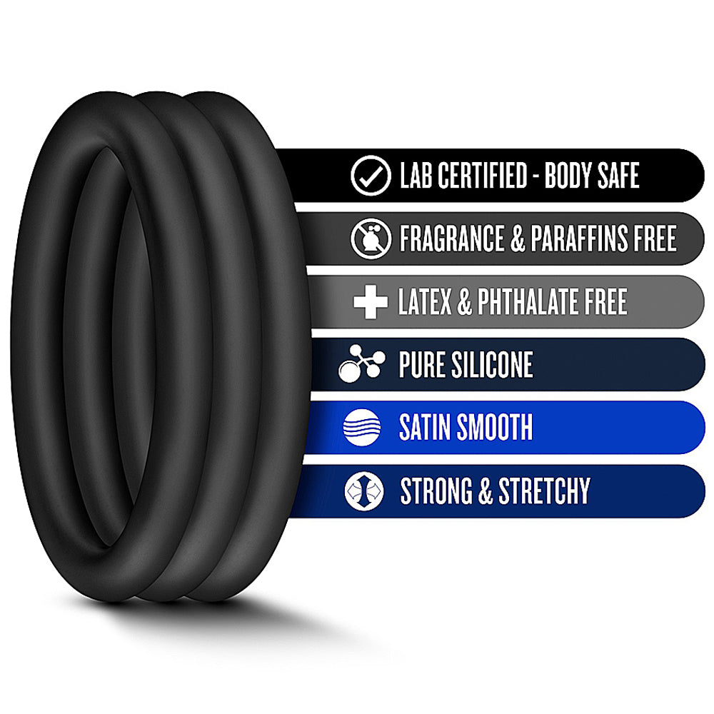 Performance VS3 Pure Premium Silicone Cock Rings - Large Black