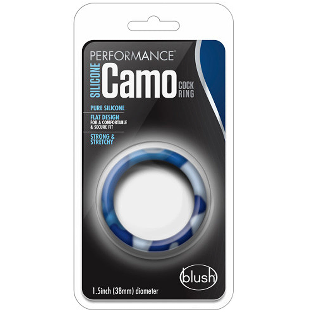 Performance Silicone Go Pro Cock Ring - Blue Camouflage