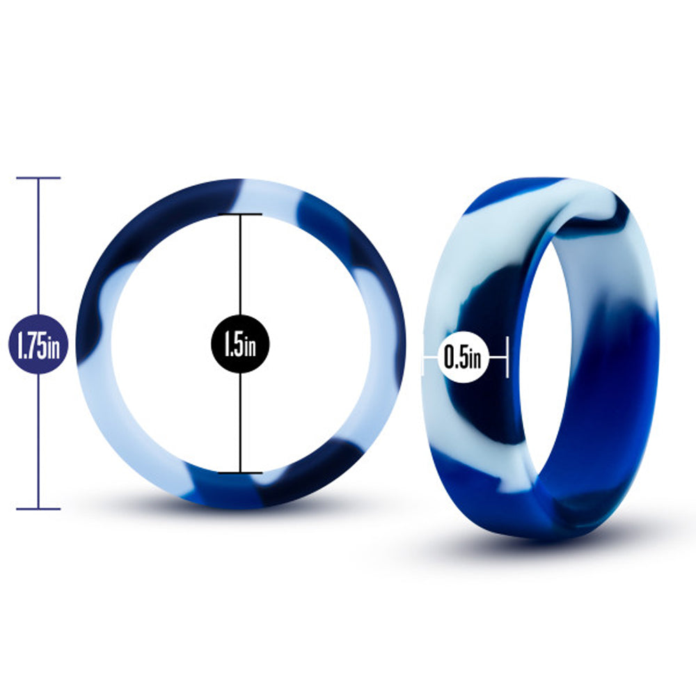 Performance Silicone Go Pro Cock Ring - Blue Camouflage