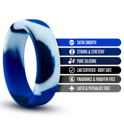 Performance Silicone Go Pro Cock Ring - Blue Camouflage