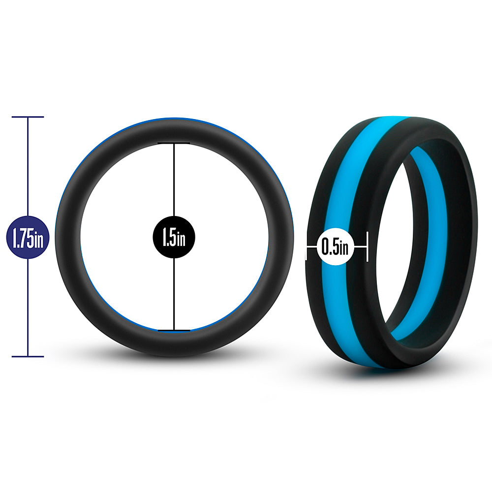 Performance Silicone Go Pro Cock Ring - Black/Blue