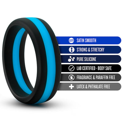 Performance Silicone Go Pro Cock Ring - Black/Blue