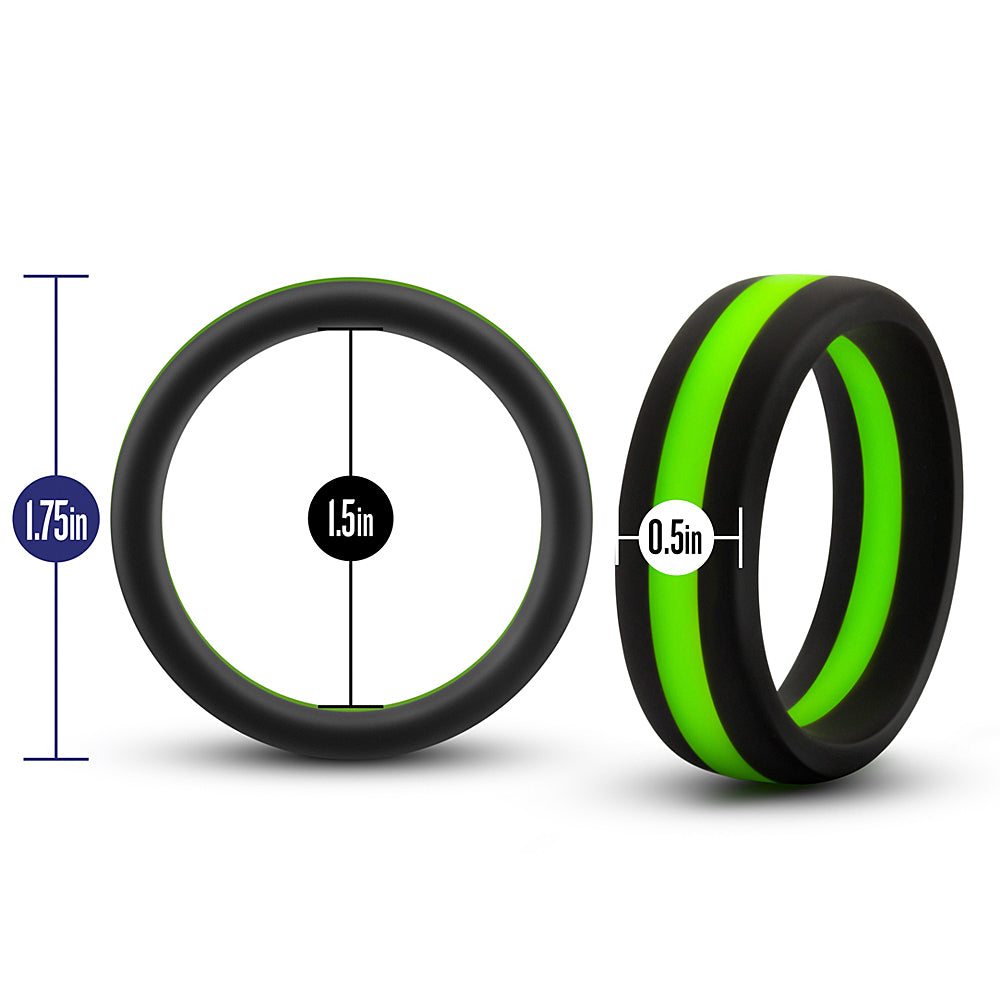 Performance Silicone Go Pro Cock Ring - Black/Green