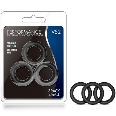 Performance VS2 Pure Premium Silicone Cock Rings-  Small Black