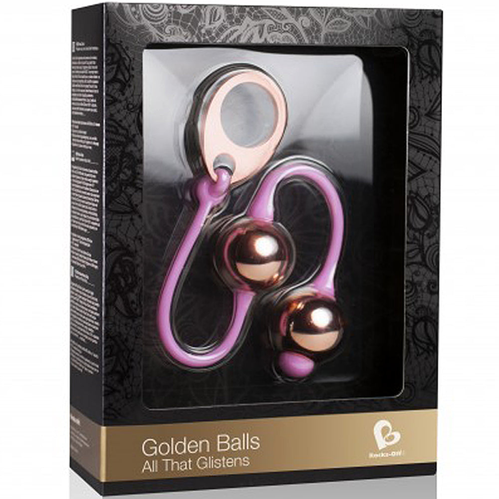 Rocks-Off Golden Love Balls - Rose Gold & Pink