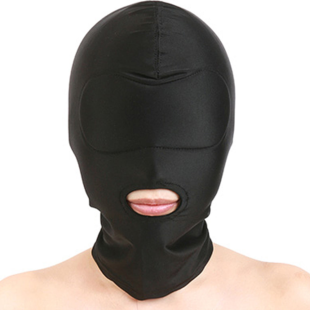 SMVIP Open Mouth Hood with Padded Blindfold - Black