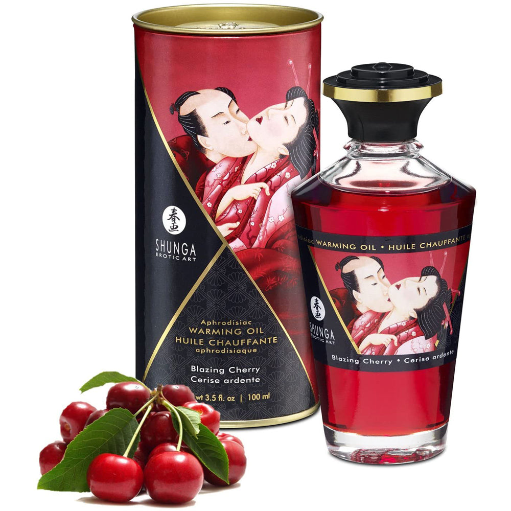 Shunga Aphrodisiac Warming Oil - Blazing Cherry 3.5oz