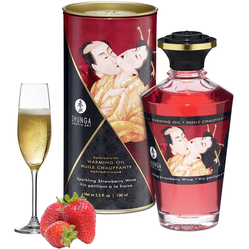 Shunga Aphrodisiac Warming Oil - Sparkling Strawberry Wine 3.5oz