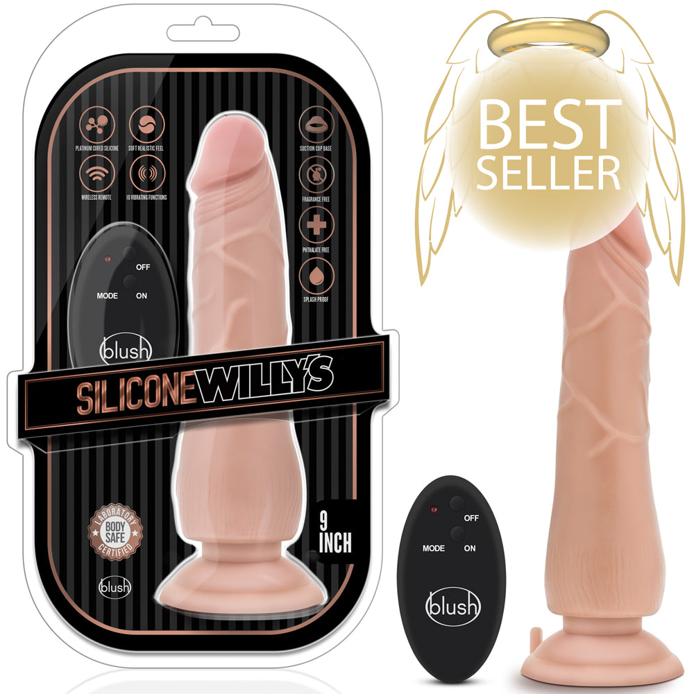 Blush Novelties - Silicone Willy's 10 Function Wireless Remote Silicone Dildo - 9" Vanilla