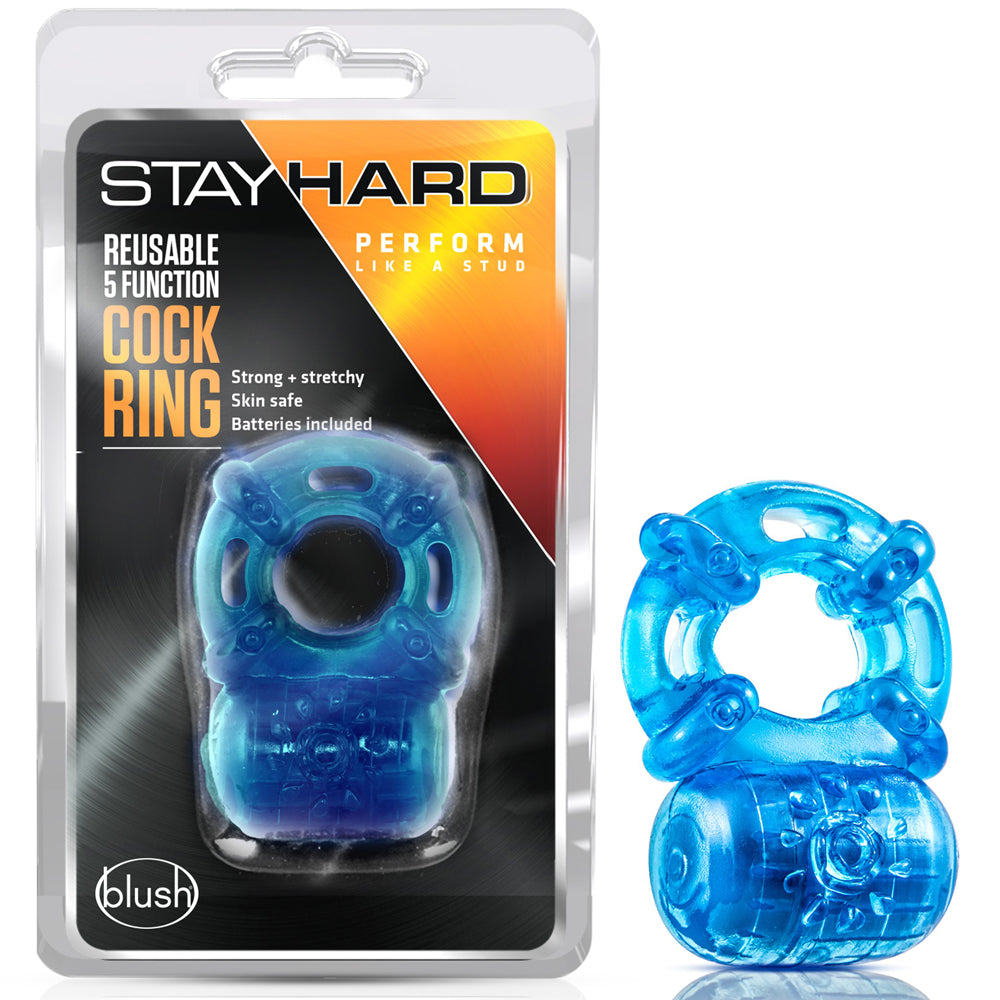 Blush Novelties - Stay Hard Reusable 5 Function Cockring - Blue